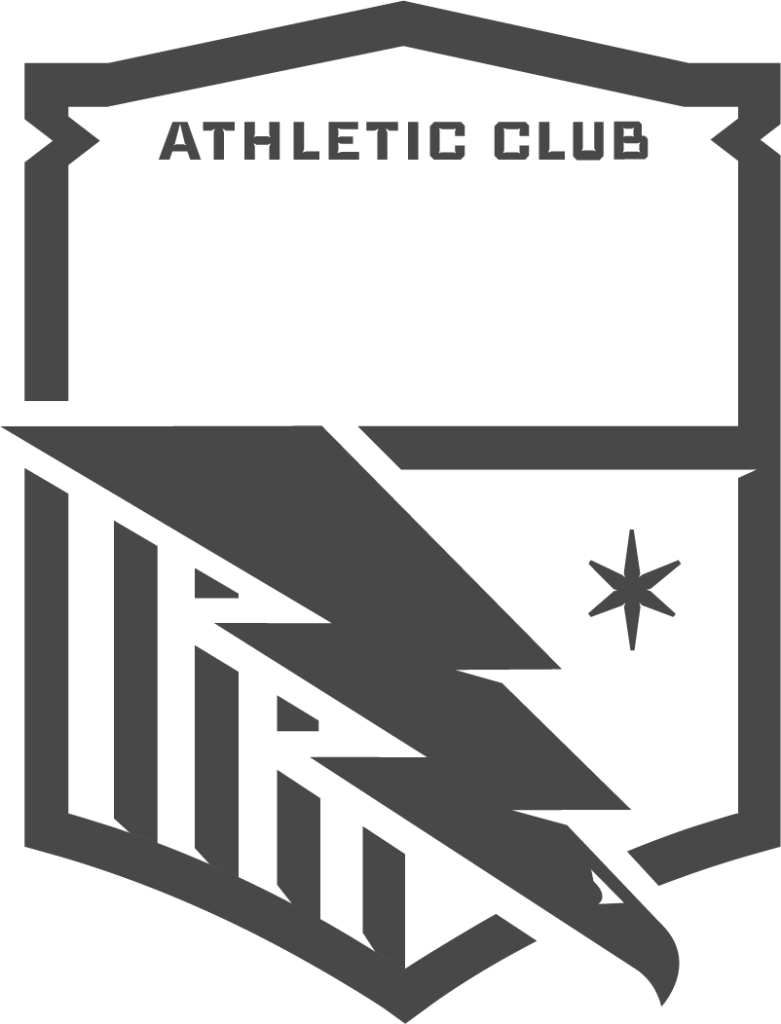 Design breakdown of the 'Basque Influence' element in the Athletic Club Boise crest. The image shows a faded crest on the left with the 'Boise' lettering highlighted and descriptive text on the right explaining how the typeface reflects the resilience, cultural pride, and heritage of Boise’s Basque community, rooted in ancient Iberian design traditions.