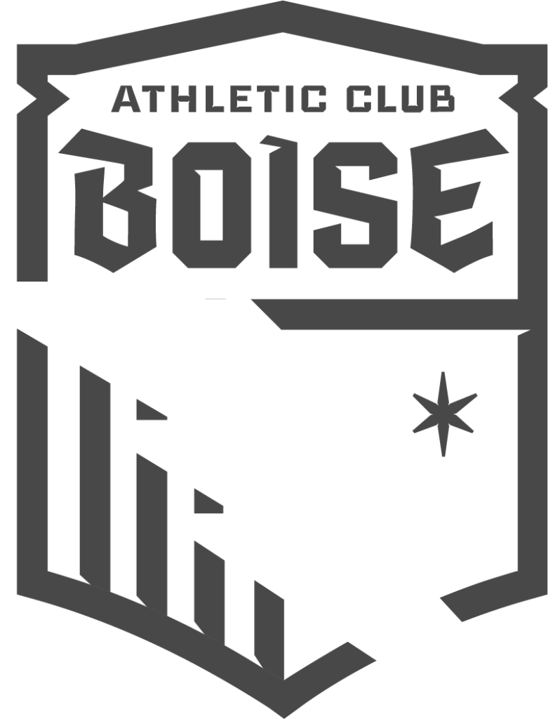 Design breakdown of the 'Peregrine Falcon' element in the Athletic Club Boise crest. The image shows a faded crest on the left with the falcon-shaped lightning bolt highlighted, and descriptive text on the right explaining how it symbolizes speed, precision, and Boise’s global leadership in raptor conservation through the World Center for Birds of Prey and The Peregrine Fund.